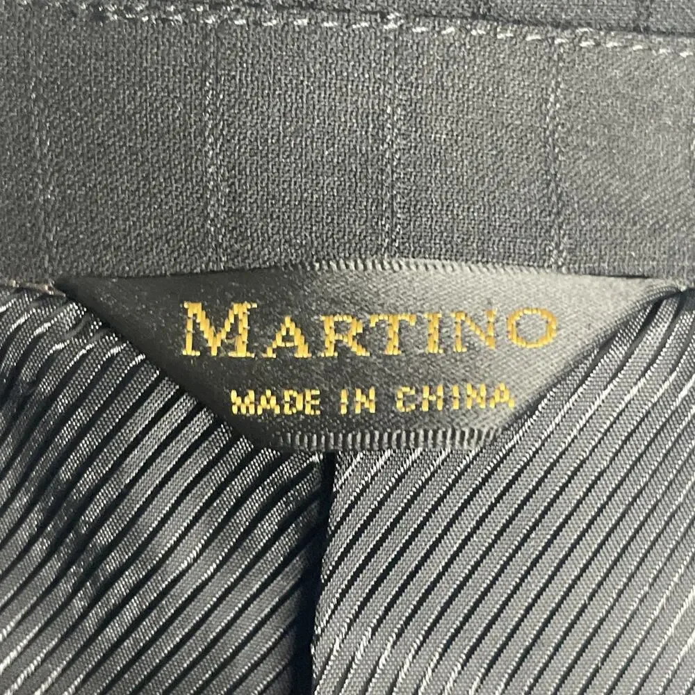NWT Martino Men 48L Black Pinstripe Longline Blazer 3 Button Front Classic Sharp